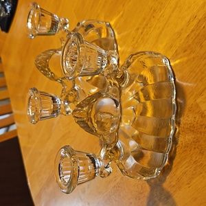 Pair of clear double candleholders